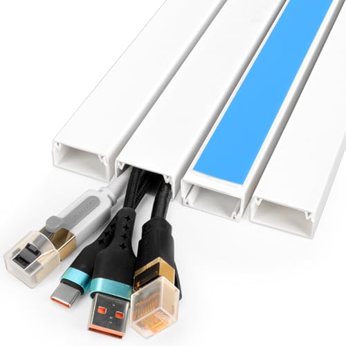 Cord Hider Kit, 58in Cord Covers for Wires on Wall, Paintable Wire Covers for Cords, Self-Adhesive Cable Hider Cord Organizer, Wire Hiders, 4X L14.5in X W0.96in x H0.57in - color: M-4P