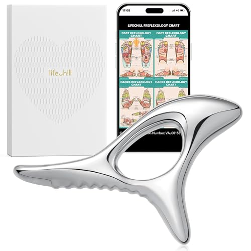 lifechill Trigger Point Massage Tool for Deep Tissue, Muscle Scraper Tool for Fascia Release, Metal Body Gua Sha Tool, Lymphatic Drainage Massager, Thumb Saver,Scar Tissue Massage,Acupressure Tool