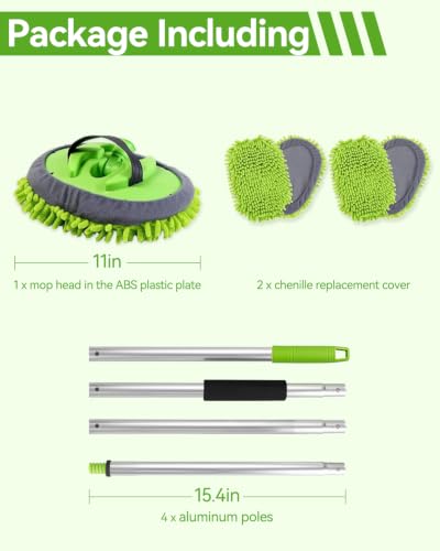 62’’ Car Wash Brush Kit with 2 Replacement Head Covers, Microfiber Car Washing Kit with Long Handle, Car Wash Mop for Cars RV Truck Exterior - color: Car Wash Kit 3PCS