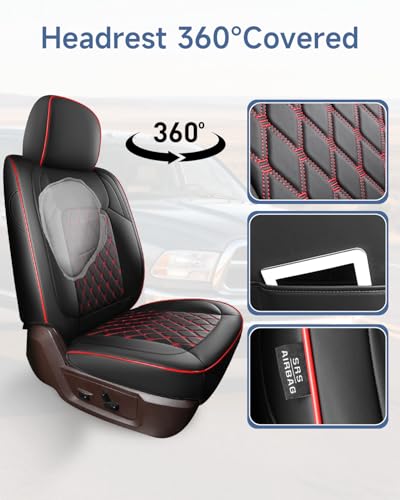 Umbrauto for Ram Custom Seat Covers, Nappa Leather Truck Seatcovers Compatible with Ram 2009-2025 1500 Crew Quad Cab & 2500 3500 Mega Cab - size: Full Set(Flat Front+Flat Rear)