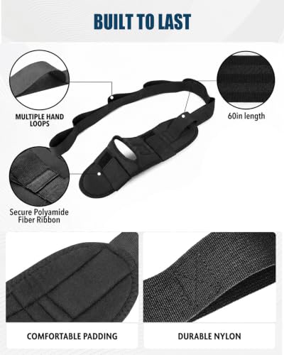 Foot and Calf Stretcher-Stretching Strap For Plantar Fasciitis, Foot Drop, Achilles Tendonitis & Hamstring Yoga Foot & Leg Stretch Strap