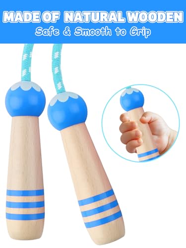 Jump Rope for Kids, Lorvain Adjustable Skipping Rope, Kids Jump Ropes with Wooden Handle for Girls Boys, Weighted Jumping Ropes for Fitness Workout Exercise Outdoor Fun Activity - color: Blue-1 Pc