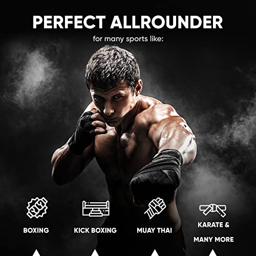 FIGHTR® Boxing Handwraps 160 inches semi-Elastic Hand Wraps with Thumb Loop for Boxing, MMA, Muay Thai & Martial Arts - color: Black, size: pair of 160"
