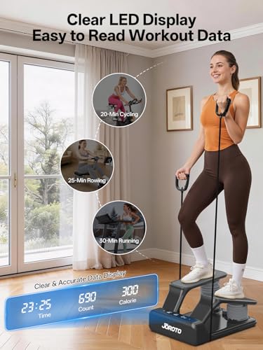 JOROTO Air Stepper Exercise Machine with LED Monitor and Resistance Bands, 300LB Capacity Stair Stepper, 5-Level Adjustable Resistance and Low-Impact Steppers for Exercise at Home