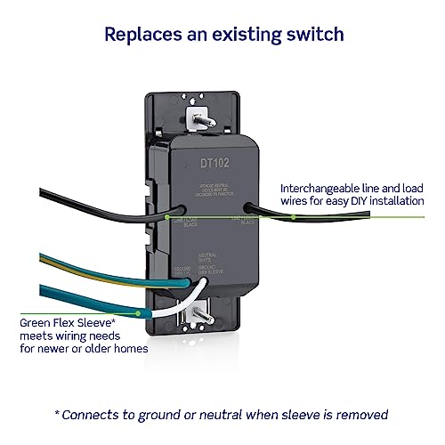 Leviton Countdown Timer Switch for household lights and exhaust fans, 15-30 min, 1-2 hour, No Neutral Wire Required, Single Pole, 15A, 1/2HP/9.8A Fan/Motor, DT102-1LW, White - style: 1-2 hour, No Neutral Required