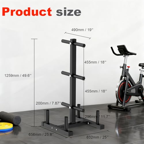 FAHKNS 660LB Olympic Weight Plate Rack, Heavy Duty Weight Tree Holder | Wide Reinforced Base, Space Saving Design, Vertical Barbell Storage, Perfect for Home Gym Plates