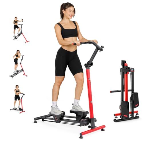 YOLEO Adjustable Resistance Stair Steppers for Exercise at Home, Folding Cardio Stairmaster with 3 Workout Modes & Oversized Pedal,90% Pre-Assembled Stair Climber with Handlebar for Full Body Workout - color: V2.0 Ski Machine