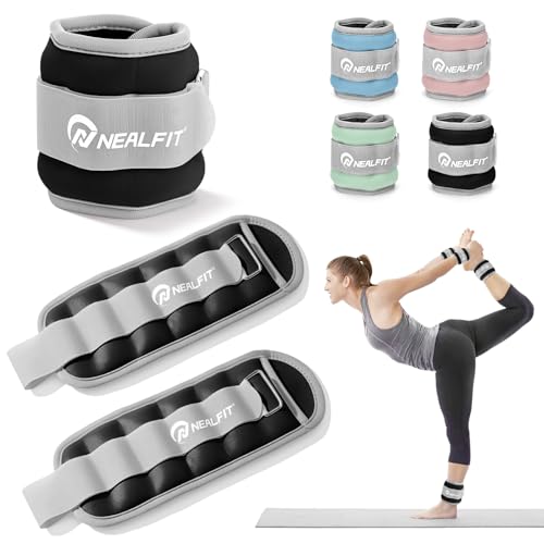 NEALFIT Ankle Wrist Weights, Adjustable Arm Leg Weights for Women Men, Secure Fit Non-Slip Exercise Weights for Home Workout, Running, Walking, Aerobics, Physical Therapy - color: Black, size: 2Lbs Pair (1lb x 2)