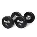 REP Fitness Urethane Coated Round Dumbbells, 5 to 100 lbs, Singles or Pairs, With or Without Rack, Steel Core, Rubber Encased, Chrome Handles, Professional Weights for Home Gym Strength Training - style: 10 lb Pair