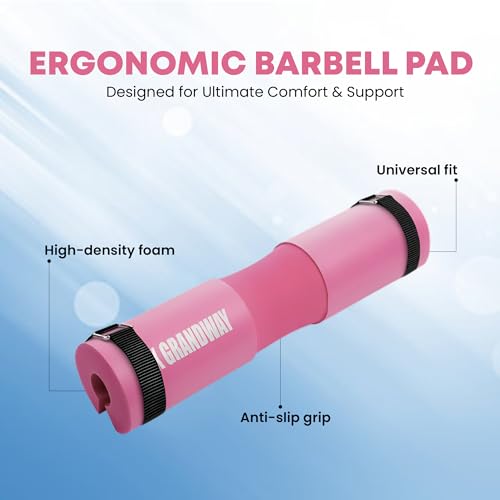 Advanced Squat Pad - Barbell Pad for Hip Thrusts, Squats & Lunges - Neck & Shoulder Squat Bar Pad Cushion Support Foam for Extra ComfortPremium Squat Pad - color: Pink