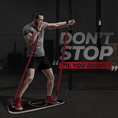 Yes4All Balance Board Sports Trainer, Surf Trainer Board With Adjustable Stoppers, Improve Core Strength and Balance Control - color: H. Combo Portable Home Gym - Black/Red