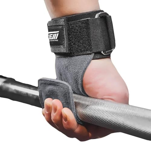 TAVIEW Wrist Straps for Weightlifting for Maximum Grip Support - Lifting Deadlift Strap & Weight Lifting Grips Gloves for Working Out Pull Up Deadlifting & Shrugs - color: Grey（1 Pair)