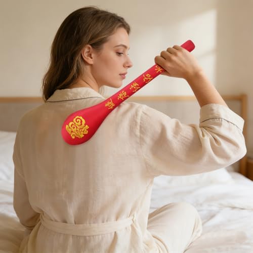 FRCOLOR Meridian Sha Board 18.9 Inch Handheld Massage Pat Stick for Body Tapping Therapy Muscle Relaxation Blood Circulation and Fatigue Relief