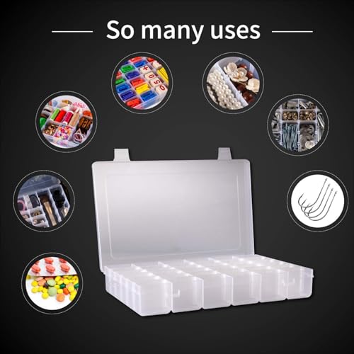 Plastic Organizer Container Box 36 Compartments Jewelry Storage Box with Adjustable Dividers (1 Pack) - color: 1 PACK