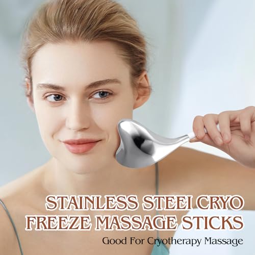 Running man Cryo Sticks for Face - Gua Sha and Massage 2-in-1, Ice Globes-Facial Skin Care Tools for Women, Cold Globes for Facials, Cooling Face Globes - color: Silver