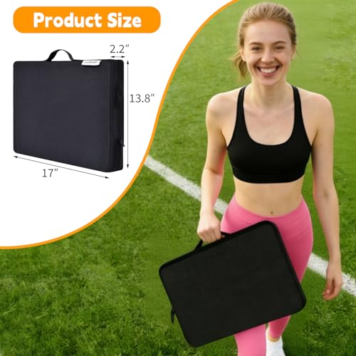 2 PCS Stadium Seat Cushions,Portable Waterproof Bleacher Pads with Handle,2.2" Foam Stadium Pads with 900D Oxford & Water-Repellent Lining for Indoor Outdoor Events - color: Black, size: 2.2''
