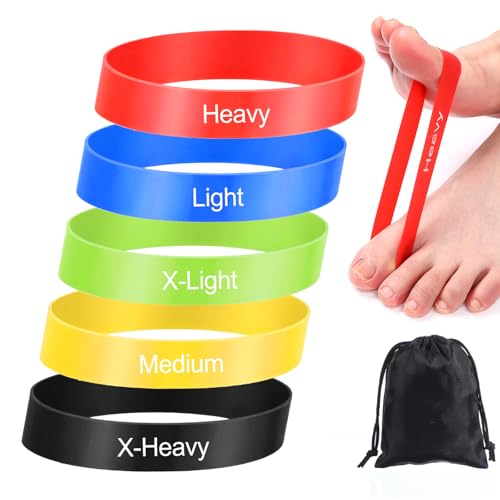 5Pcs Toe Stretcher Bands for Bunions, Toe Bands Resistance for Women and Men with Storage Bag(Yellow/Green/Red/Blue/Black)