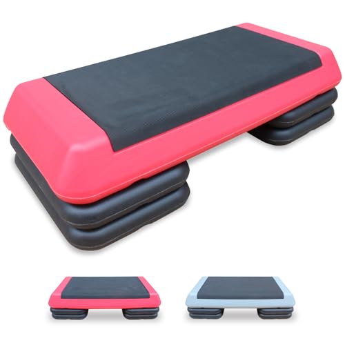Aerobic Step Platform 30" × 14" Height Adjustable Workout Step for Fitness Strength Training with Risers Exercise Platform for Home Gym - color: Red-30"×14"-4 Risers, size: 30"×14"