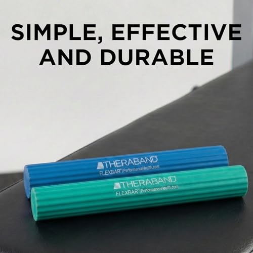 THERABAND FlexBar, Resistance Bars for Tennis Elbow & Grip Strength, Color-Coded Therapy Bars for Tendonitis & Golfer’s Elbow - color: Green/Blue, size: 2 Pack