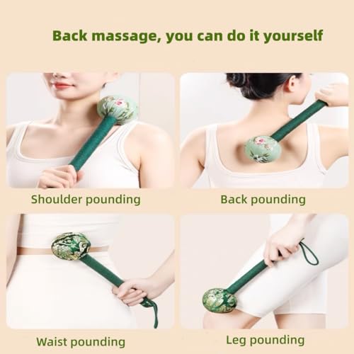 2PCS Long Size Lymphatic Drainage Hammer,Wormwood Herbal Massage Hammer,Manual Body Massage Hammer, Back Knock Long Handheld Massage Hammer for Back Pain Relief Green 12.5IN - color: Green+green