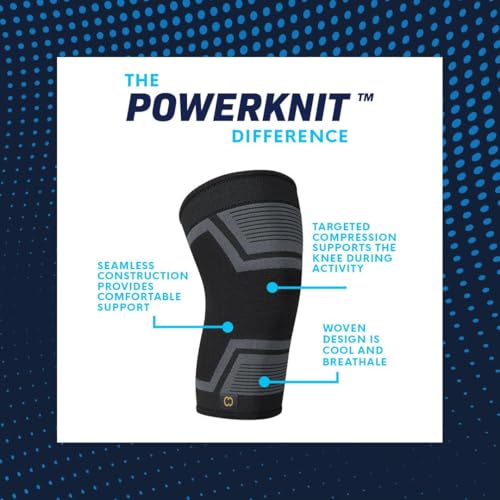 Copper Compression PowerKnit Knee Sleeve- Copper Stabilizer Support Brace for Meniscus Tear, ACL, MCL, Arthritis, Joint Pain Relief, Running, Sports, Hiking- Men & Women- Fits Right/Left - L/XL - size: Large/XL (2 Pack)