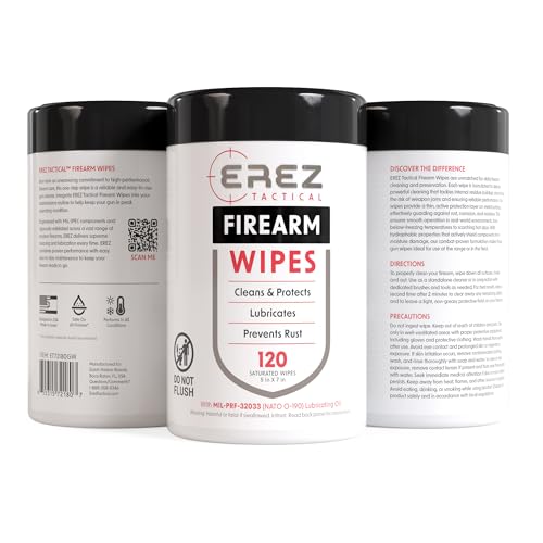 Gun Cleaning Supplies: 120 Gun Cleaning Wipes, 5"x7" CLP Gun Cleaner Lubricant - Clean, Lubricate, Protect - MIL-PRF-32033 (NATO O-190) Field & Range Gun Cleaning Cloth