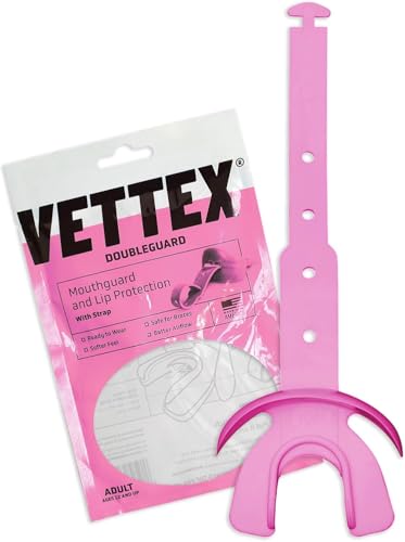 Vettex DoubleGuard Mouth Guard with Lip Protection, Pink | Football, Lacrosse, MMA, Boxing, Adjustable Helmet Strap, Braces Friendly, 2 Breathing Channels, NCAA & NFHS Certified - color: Pink