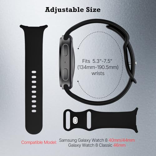 Silicone Bands with Storage Case Compatible for Samsung Galaxy Watch 8 Band 40mm 44mm/Galaxy Watch 8 Classic 46mm,No Gap Sport Wristband Breathable Replacement Strap Men Women