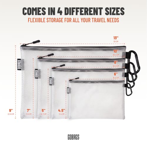 GOBAGS Air Production Multi-Size Clear Zipper Pouch (4‑Pack) – Cable Organizer & Travel Gear Bag for Electronics, Camera Accessories, Tool Pouch & Small Tech Storage - color: Black, size: Multi