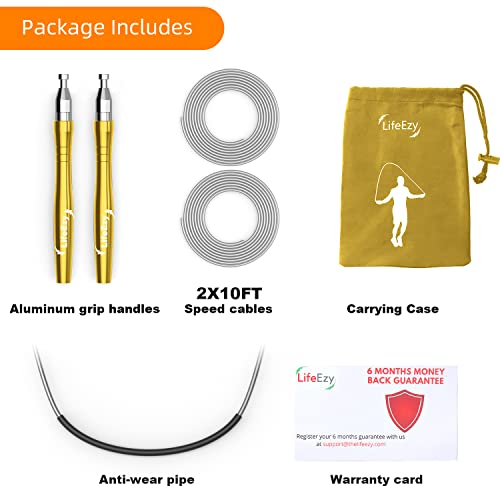 Jump Rope, High Speed Weighted Jump Rope - Premium Quality Tangle-Free - Self-Locking Screw-Free Design - Jump Ropes for Fitness - Skipping Rope for Workout Fitness, Crossfit & Home Exercises - color: Yellow