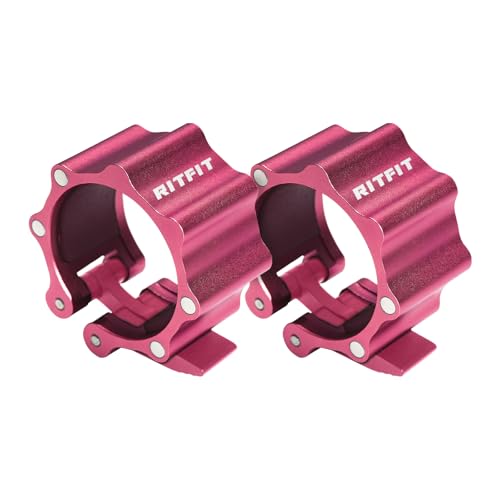 RitFit 2-Inch Magnetic Barbell Collars Locking Clamps - Heavy Duty Aluminum Alloy, Quick Release with Non-Slip TPR Pads for Olympic Weightlifting Powerlifting Training (Pair) - color: Pink