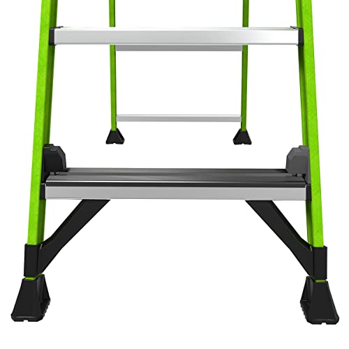 Little Giant Ladders, MightyLite 2.0, 8' Stepladder with Ground Cue, Fiberglass, Type IAA, 375 lbs Weight Rating, (15408-001), Green - size: 8 Ft.