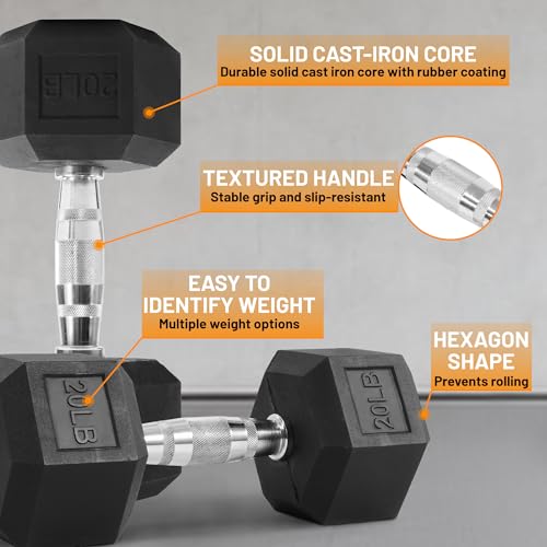Fitvids Rubber Coated Hex Dumbbell Set with Storage Rack, 100/150/200/550 LB Hand Weight Set with Anti-Slip Grip for Home Gym - size: 550LBS Set