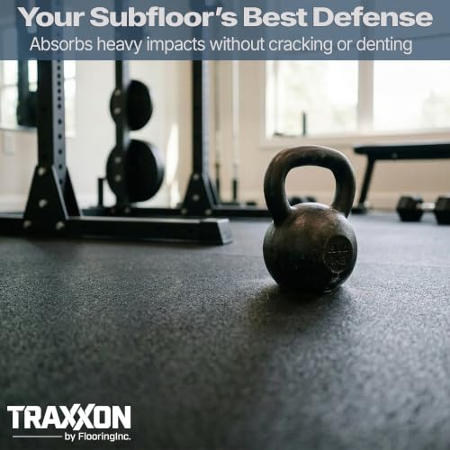 Flooring Inc's 1/4" Thick Tough Rubber Flooring Roll | Flexible Recycled Rubber Floor Mats for Home Gym | Heavy Duty Rubber Mat for Home Gyms, Sheds, Horse Stall Mat or Trailer - color: Black, size: 300"L x 48"W x 0.5"Th