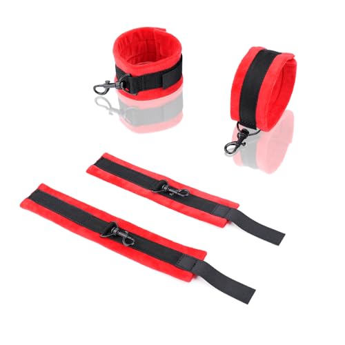 Heavy Duty Stainless Steel Expandable Spreader Bar with 4pcs PU Black--Pink Skull Pattern Detachable Adjustable Straps,Workout Bar for Home Indoor Gym Training Kit - style: Black+Red Furry Kit