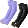 ROXUN Arm Sleeves with Thumb Hole, Cooling UV Sun Protection Compression Tattoo Cover Up for Men/Women - color: 2 Pairs - Black+purple