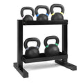 WF Athletic Supply Powder Coated Kettlebells, Black Matte Kettlebell Weights for Strength Training, Conditioning and Functional Fitness, LB and KG Markings - color: k. 176 LB set with Rack