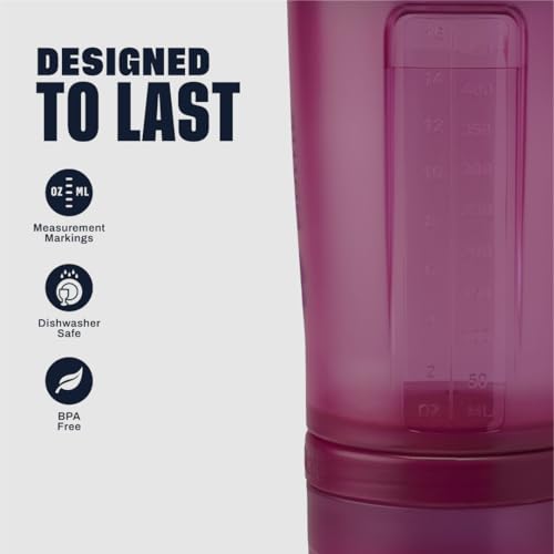BlenderBottle Shaker Bottle with Pill Organizer and Storage for Protein Powder, Classic V2 ProStak System, 22-Ounce, Plum - color: Plum