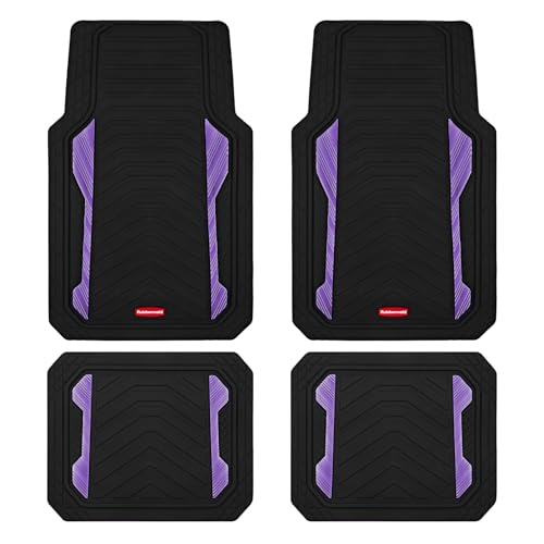 Rubbermaid Car Floor Mat, Heavy Duty All-Weather Car Mats Full Set with Dual-Tone Purple Aluminum Inserts – Universal Fit, Anti-Slip Backing, Trim-to-Fit for Most SUV, Sedan, Van - color: Purple