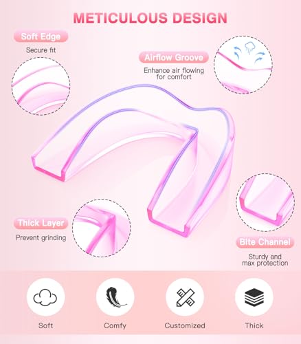 Anti Grinding Guard, Transparent Pink, Large (4 Pack), Mouth Guards - size: Large (4 Pack)