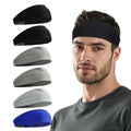 Sukeen Cooling Sports Headbands for Men: Instant Cooling Moisture Wicking Sweatbands Non-Slip Elastic Mens Headband Gym - color: Black/Black/Dark Gray/Dark Gray/Gray/Royal Blue, 6 pack