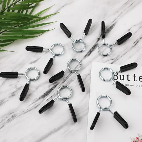 8pcs 1 Inch Barbell Clamps, Stainless Steel Weight Bar & Fitness Bar Clips with Storage Bag Spring Collar Clips for Weight Lifting Dumbbell Gym Equipment Strength Training Accessory