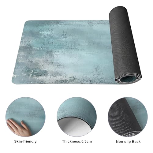 Navy Blue Grey White Yoga Mat Non Slip Abstract Art Modern Oil Painting Exercise Mat with Carrying Strap, Large Yoga Mats for Women, Workout Mats for Pilates, Stretching & Fitness - color: Teal Blue Dark Gray, size: 72"L x 24"W