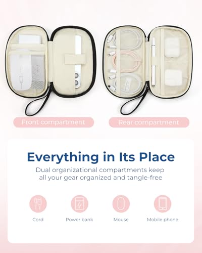 BAGSMART Travel Cord Organizer Electronics Case, Double Layers Puffer Cable Organizer Bag Travel Essentials for Women, Tech Organizer Case for Charger, Phone, Flash Drive - Black - color: Double Layer Black