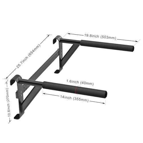 Swedish Stall Bars 2"x2" with 1" Holes, Wall Mounted Wood Gym Ladder for Suspension Training, Home Gym, Calisthenics, Physical Therapy, School & Clinic - color: Dip Bar Attachment Only