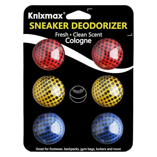 Knixmax Sneaker Deodorizer Shoe Freshener Balls, Odor Eaters for Shoes Boots Mules, Smell Eliminator Ball for Gym Gear Bags and Lockers, Cologne Scent, Pack of 6, Colorful - color: 1. Cologne