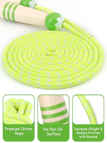 Jump Rope for Kids, Lorvain Adjustable Skipping Rope, Kids Jump Ropes with Wooden Handle for Girls Boys, Weighted Jumping Ropes for Fitness Workout Exercise Outdoor Fun Activity - color: Green-1pc