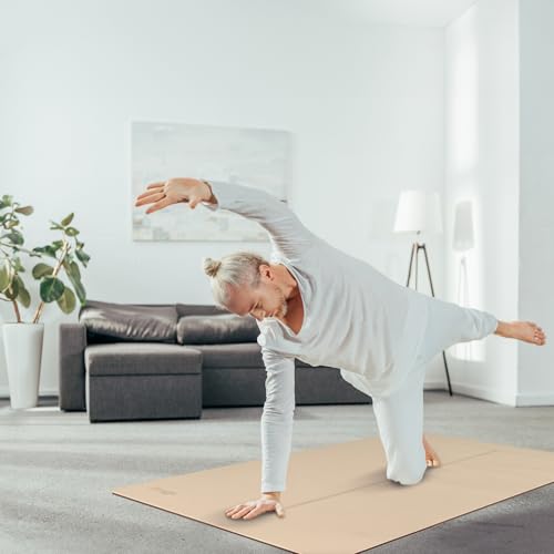 Gogokiwi Large Yoga Mat (6'x4') – 1/4" & 1/2" Thick Exercise Mats for Home Workout, Extra Wide Workout Mats for Home Gym, Yoga, Pilates, Stretching, Floor & More - color: Neutral Nature, size: Standard (1/4 Inch Thick)