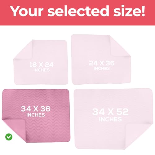 Utopia Bedding Washable Underpads 34" x 36" (Pack of 4), Waterproof Reusable Heavy Absorbency Incontinence Bed Pads for Adults, Kids, Elderly and Pets, Bedwetting Pads for Sofa and Couch (Pink) - color: Pink, size: 34x36 Inch (Pack of 4)