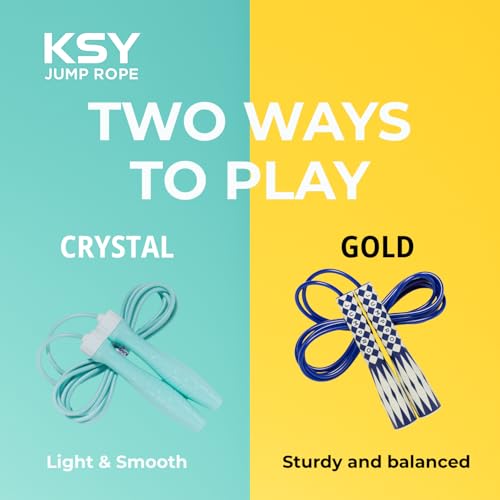 KSY Kids Jump Rope (Crystal Series) – Durable PVC Jump Rope for Kids Ages 6-12 – Lightweight, Adjustable, and Tangle-Free – Made in Korea - color: Navy